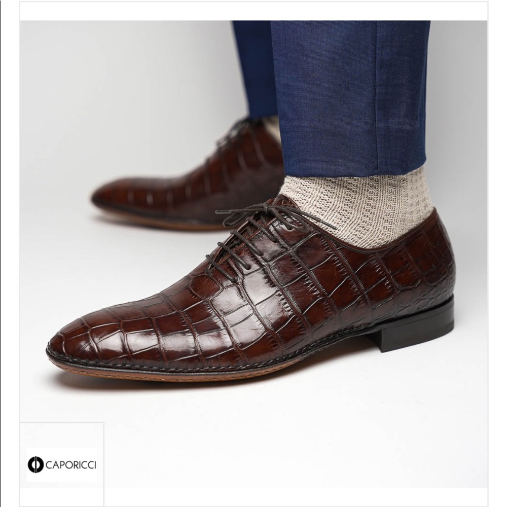 CAPORICCI 2543 Brown Alligator shoes - Picture 2 of 15